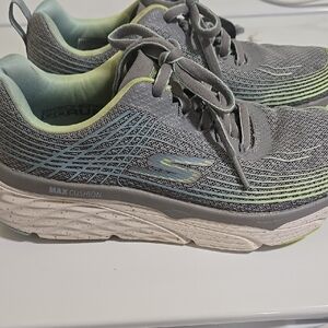 Skechers Gray and Green Running Shoes